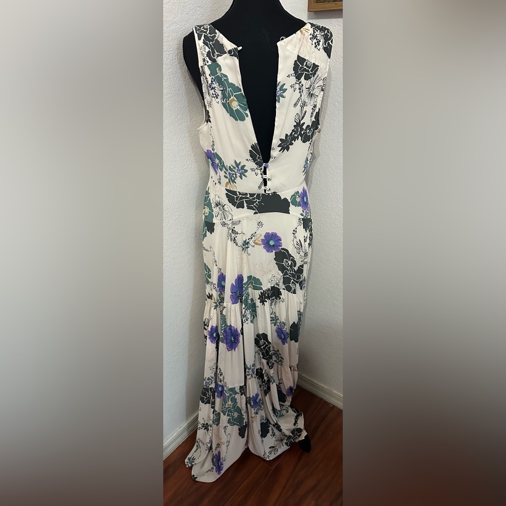 Free People Cream Floral Maxi Dress with Purple & Green Accents - Picture 5 of 10